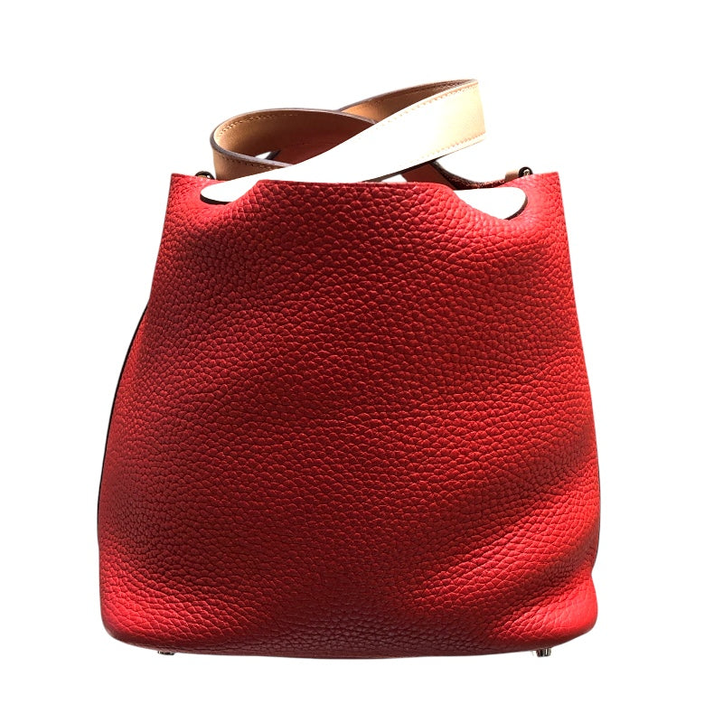 エルメス HERMES ピコタンロックPM　タッチ X刻 ルージュトマト・ローズエグランタイン　シルバー金具 トリヨン レディース ハンドバッグ