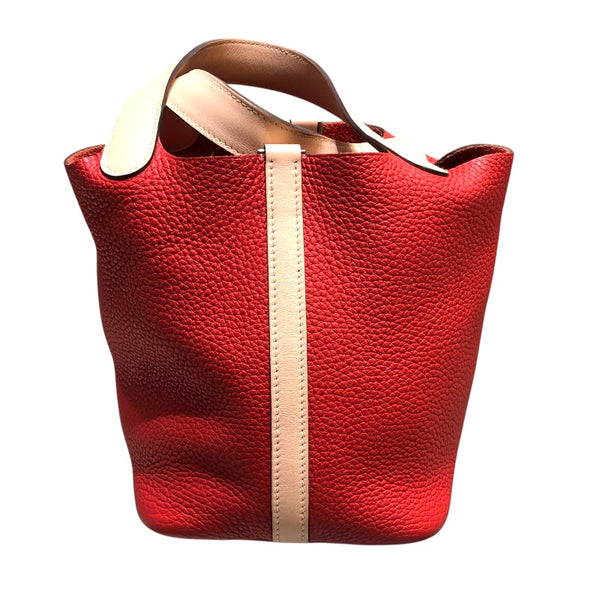 エルメス HERMES ピコタンロックPM　タッチ X刻 ルージュトマト・ローズエグランタイン　シルバー金具 トリヨン レディース ハンドバッグ