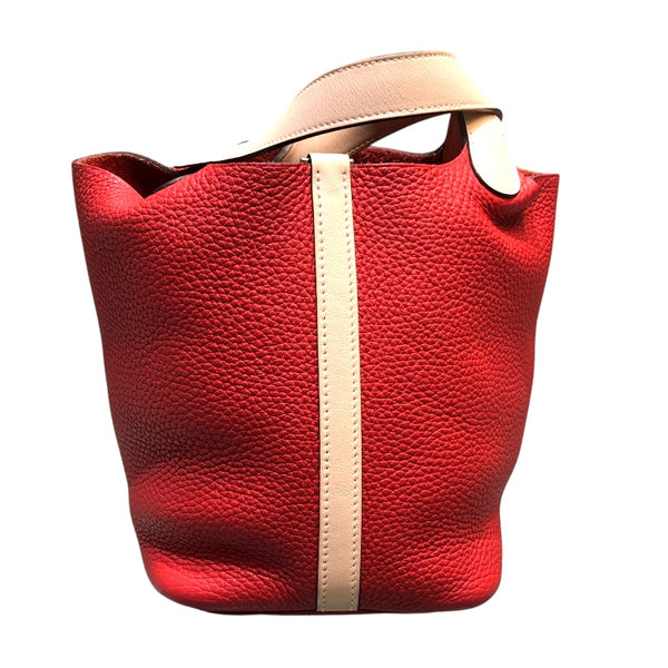 エルメス HERMES ピコタンロックPM　タッチ X刻 ルージュトマト・ローズエグランタイン　シルバー金具 トリヨン レディース ハンドバッグ