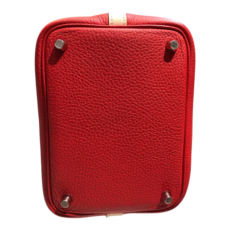 エルメス HERMES ピコタンロックPM　タッチ X刻 ルージュトマト・ローズエグランタイン　シルバー金具 トリヨン レディース ハンドバッグ