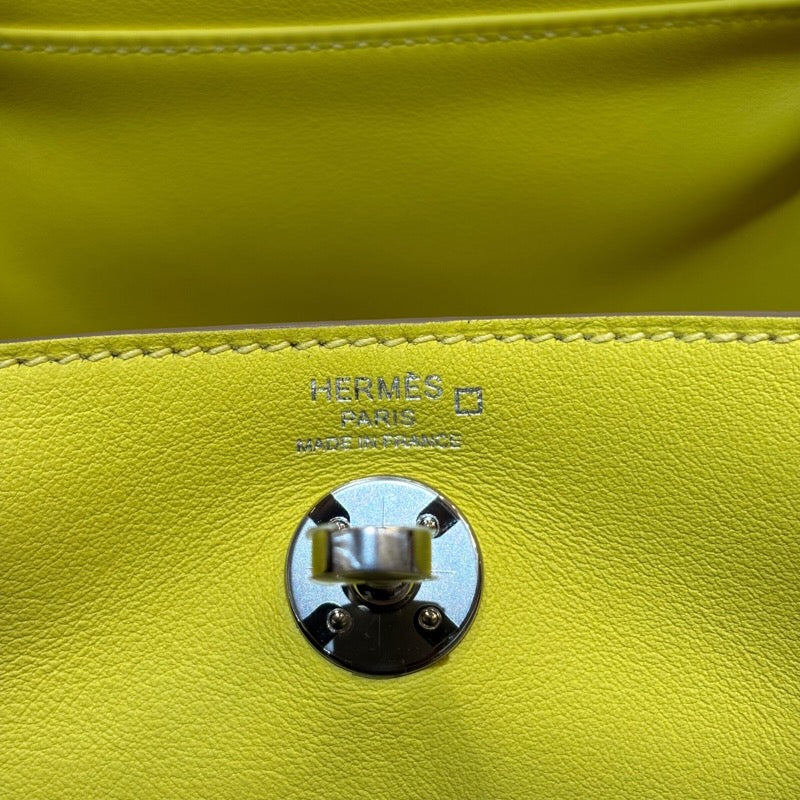 エルメス HERMES リンディミニ タッチ B刻印 ライム・シルバー金具 スイフト・アリゲーター レディース ショルダーバッグ