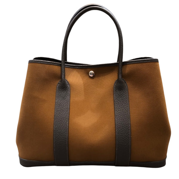 エルメス HERMES ガーデンパーティーPM B刻 アルザン・エベンヌ　SV トワル レディース ハンドバッグ