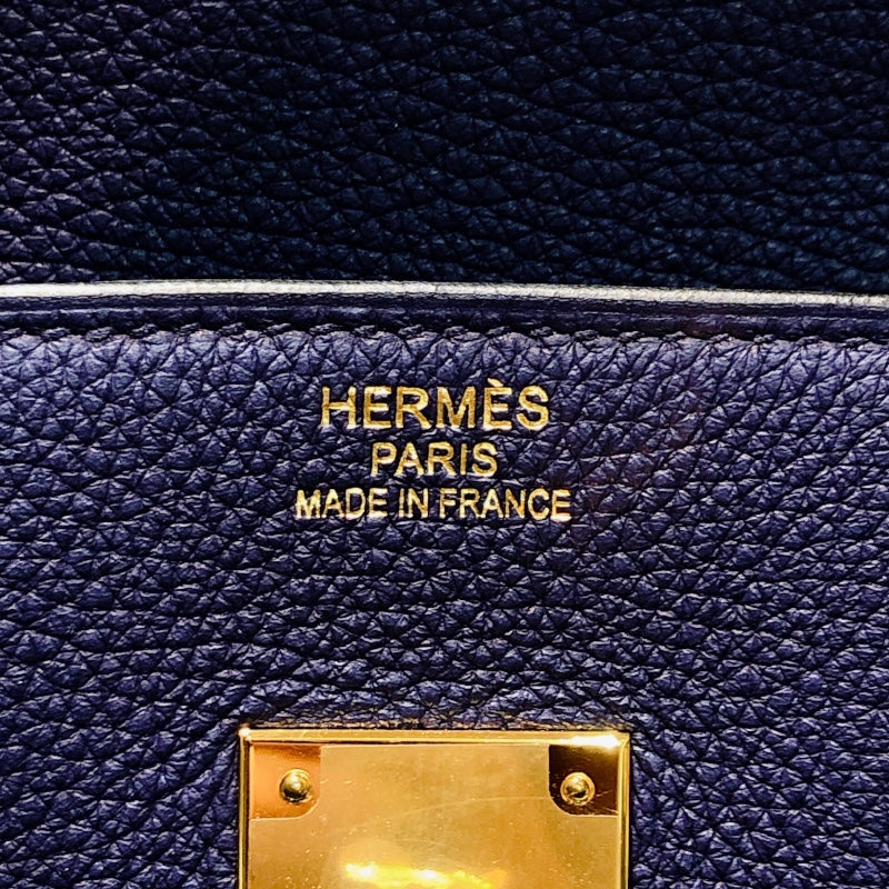 エルメス HERMES バーキン35 C刻（2018年製） ブルーアンクル ゴールド金具 トリヨン メンズ ハンドバッグ
