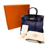 エルメス HERMES バーキン35 C刻（2018年製） ブルーアンクル ゴールド金具 トリヨン メンズ ハンドバッグ