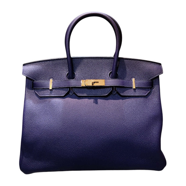 エルメス HERMES バーキン35 C刻（2018年製） ブルーアンクル ゴールド金具 トリヨン メンズ ハンドバッグ