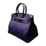 エルメス HERMES バーキン35 C刻（2018年製） ブルーアンクル ゴールド金具 トリヨン メンズ ハンドバッグ