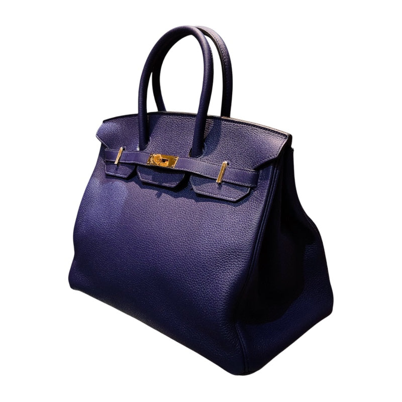 エルメス HERMES バーキン35 C刻（2018年製） ブルーアンクル ゴールド金具 トリヨン メンズ ハンドバッグ