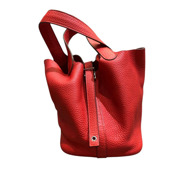 エルメス HERMES ピコタンロックPM X刻 ルージュトマト　シルバー金具 トリヨン レディース ハンドバッグ