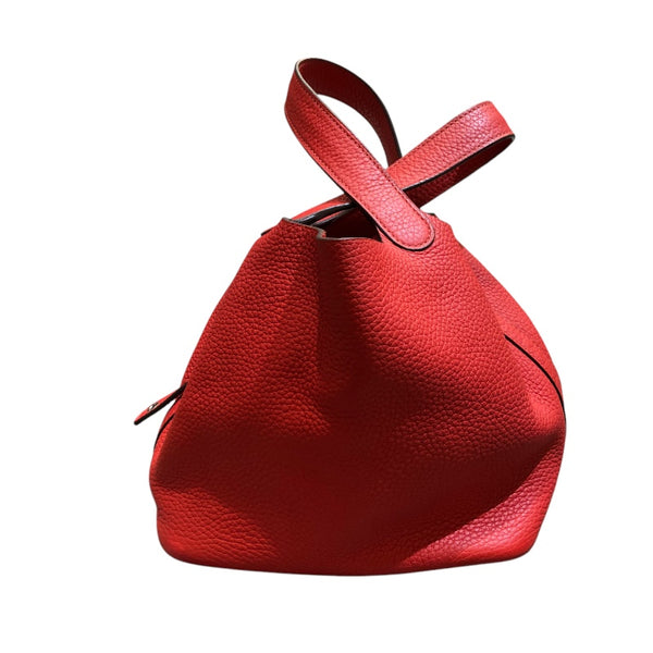 エルメス HERMES ピコタンロックPM X刻 ルージュトマト　シルバー金具 トリヨン レディース ハンドバッグ