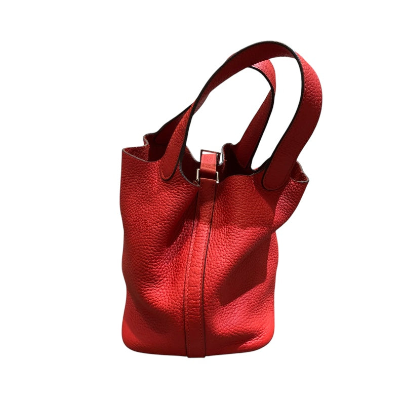 エルメス HERMES ピコタンロックPM X刻 ルージュトマト　シルバー金具 トリヨン レディース ハンドバッグ
