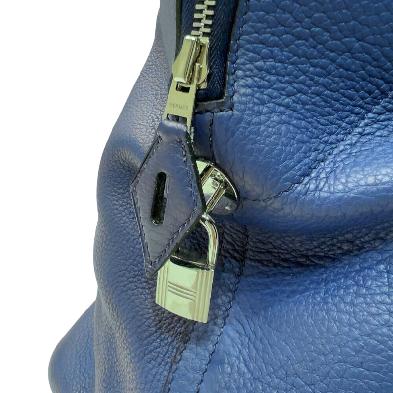 エルメス HERMES ボリード45 □K刻印　(2007年製) ブルー　シルバー金具 トリヨンクレマンス メンズ ハンドバッグ