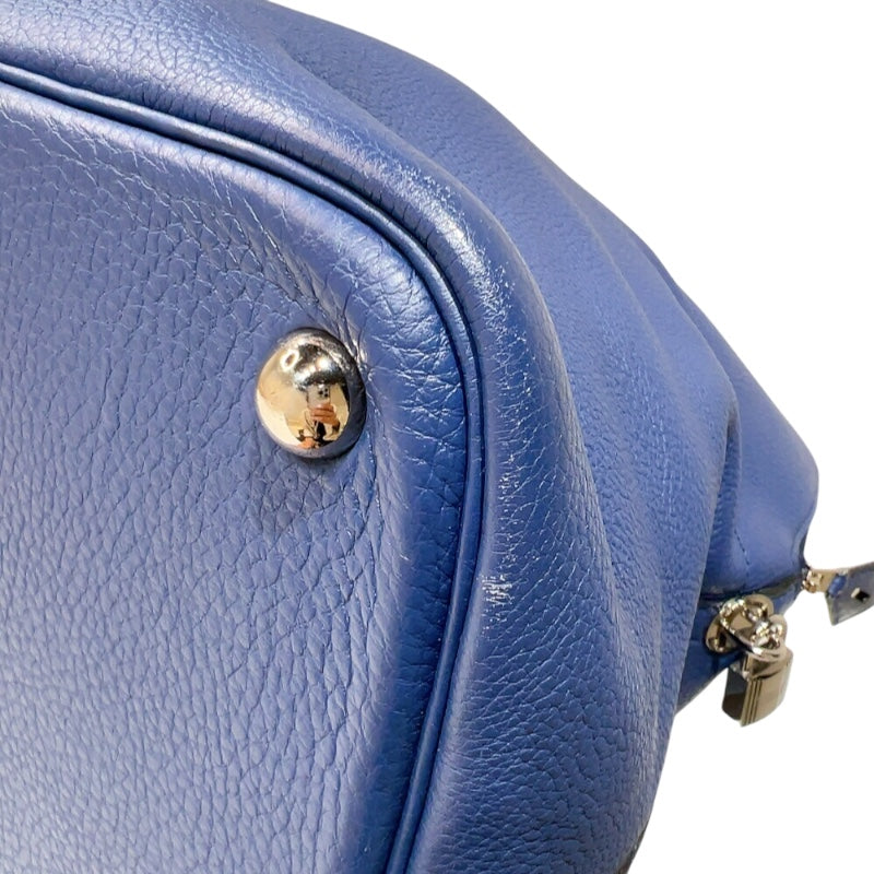 エルメス HERMES ボリード45 □K刻印　(2007年製) ブルー　シルバー金具 トリヨンクレマンス メンズ ハンドバッグ