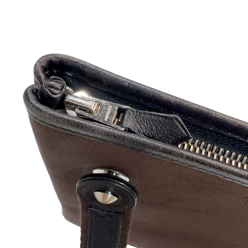 エルメス HERMES ミセスヒッピー □I刻印　(2005年製) ブラウン/ブラック　シルバー金具 トワル レディース ショルダーバッグ