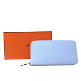 エルメス HERMES アザップロングシルクイン Z刻 ブループリュム エプソン レディース 長財布