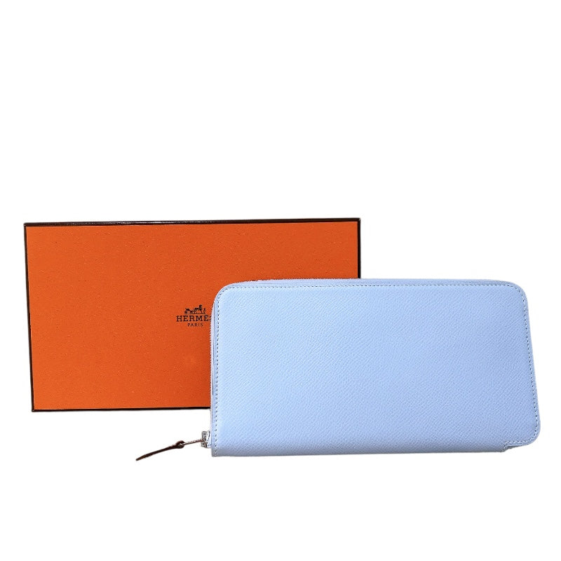 エルメス HERMES アザップロングシルクイン Z刻 ブループリュム エプソン レディース 長財布