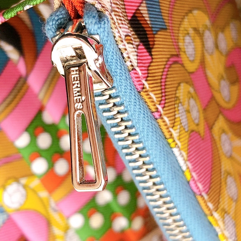 エルメス HERMES アザップロングシルクイン W刻 キャラメル・ニューブルージーン シルバー金具 エバーカラー レディース 長財布