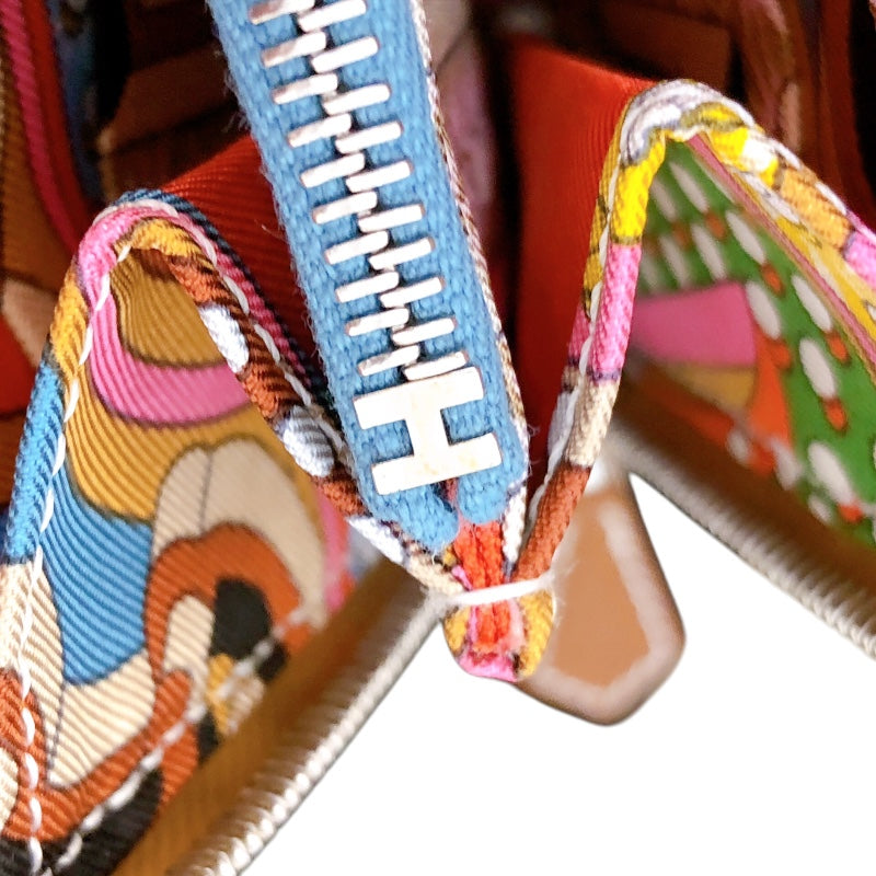 エルメス HERMES アザップロングシルクイン W刻 キャラメル・ニューブルージーン シルバー金具 エバーカラー レディース 長財布