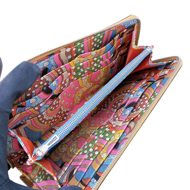 エルメス HERMES アザップロングシルクイン W刻 キャラメル・ニューブルージーン シルバー金具 エバーカラー レディース 長財布