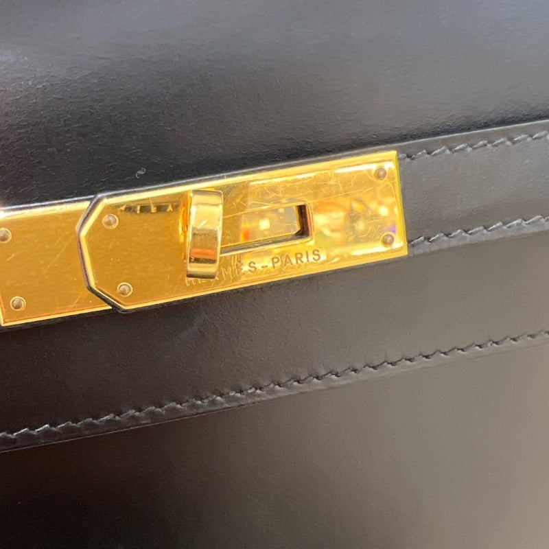 エルメス HERMES ケリー35 外縫い □Q刻（2013年製） ブラック ボックスカーフ レディース ハンドバッグ