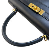 エルメス HERMES ケリー35 外縫い □Q刻（2013年製） ブラック ボックスカーフ レディース ハンドバッグ