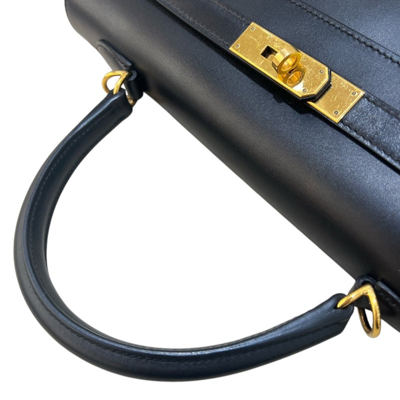 エルメス HERMES ケリー35 外縫い □Q刻（2013年製） ブラック ボックスカーフ レディース ハンドバッグ