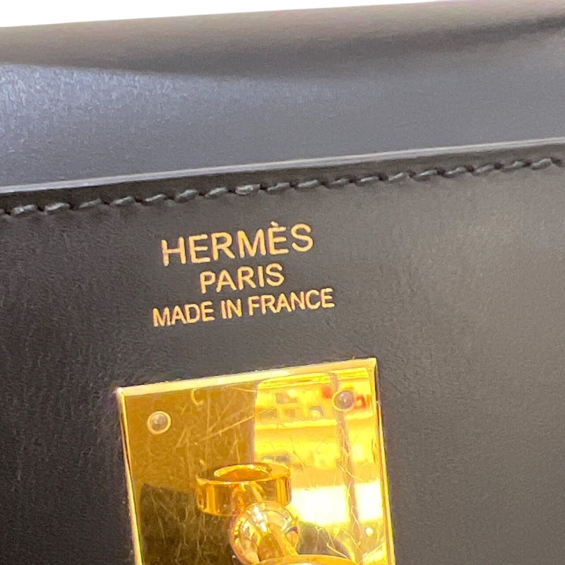 エルメス HERMES ケリー35 外縫い □Q刻（2013年製） ブラック ボックスカーフ レディース ハンドバッグ