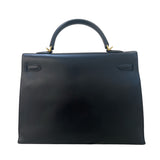 エルメス HERMES ケリー35 外縫い □Q刻（2013年製） ブラック ボックスカーフ レディース ハンドバッグ