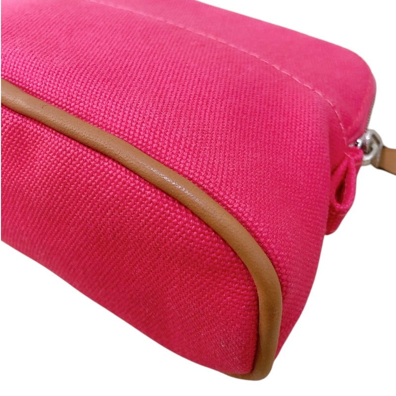 エルメス HERMES ボリードポーチミニミニ ピンク/シルバー金具 トワル レディース ポーチ