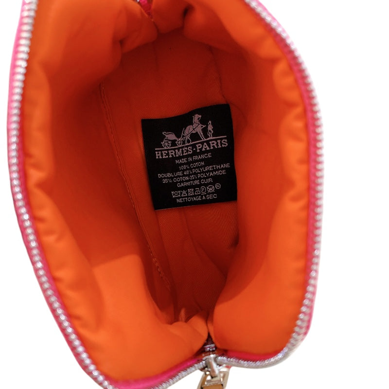 エルメス HERMES ボリードポーチミニミニ ピンク/シルバー金具 トワル レディース ポーチ