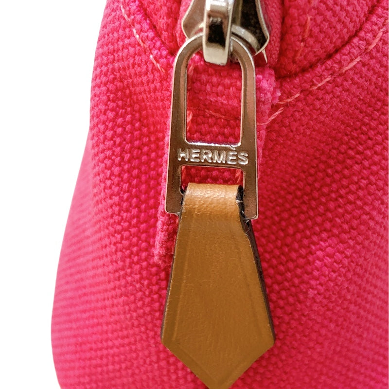 エルメス HERMES ボリードポーチミニミニ ピンク/シルバー金具 トワル レディース ポーチ