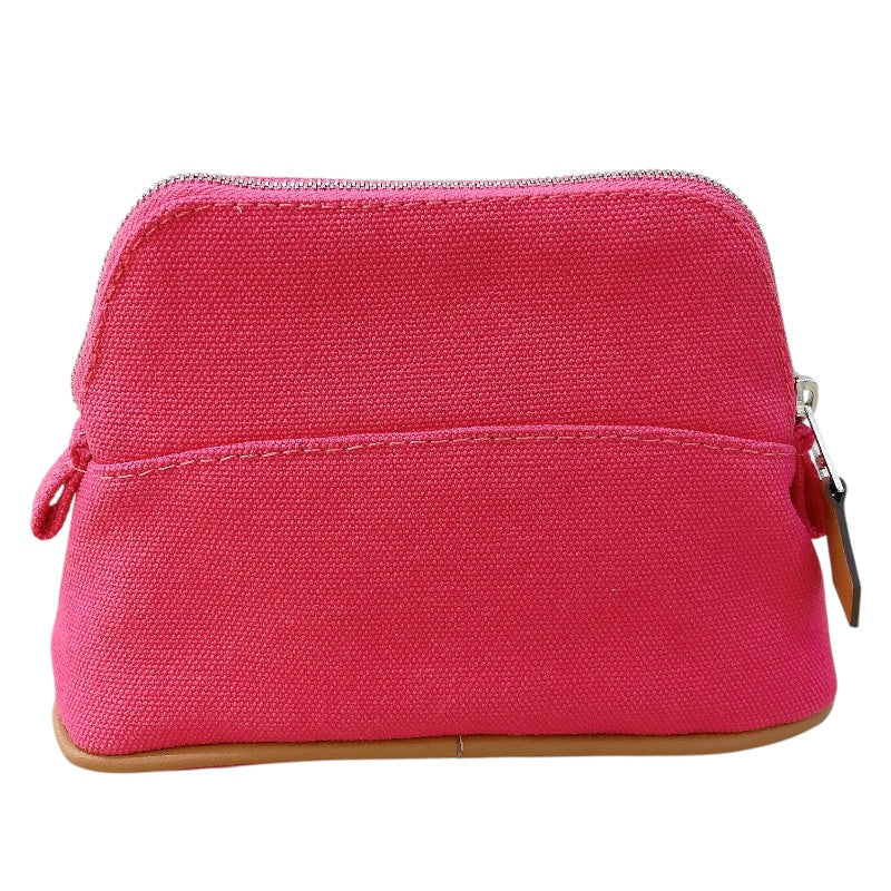 エルメス HERMES ボリードポーチミニミニ ピンク/シルバー金具 トワル レディース ポーチ