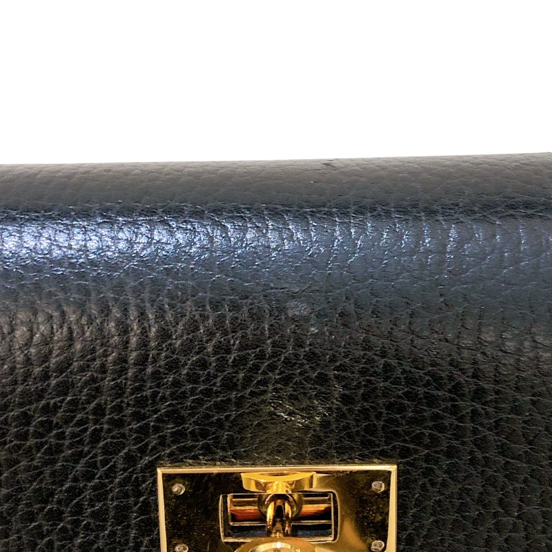 エルメス HERMES ケリー32 外縫い 〇R刻 ブラック/GD金具 アルデンヌ レディース ハンドバッグ