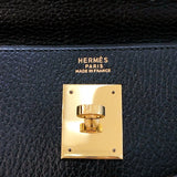 エルメス HERMES ケリー32 外縫い 〇R刻 ブラック/GD金具 アルデンヌ レディース ハンドバッグ