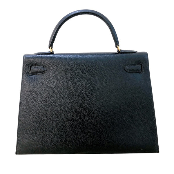 エルメス HERMES ケリー32 外縫い 〇R刻 ブラック/GD金具 アルデンヌ レディース ハンドバッグ