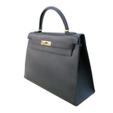 エルメス HERMES ケリー32 外縫い 〇R刻 ブラック/GD金具 アルデンヌ レディース ハンドバッグ