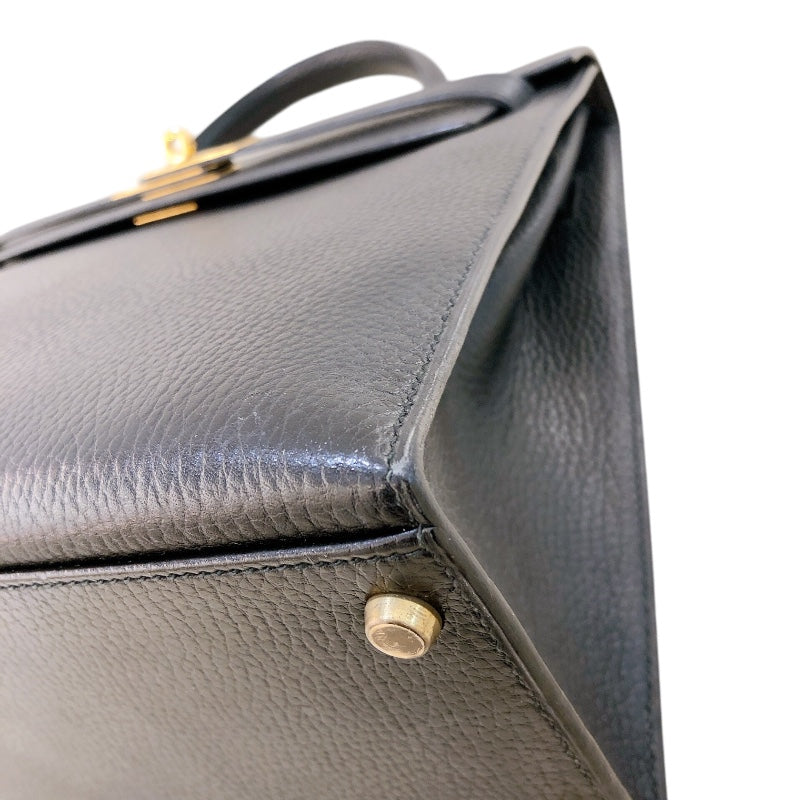 エルメス HERMES ケリー32 外縫い 〇R刻 ブラック/GD金具 アルデンヌ レディース ハンドバッグ
