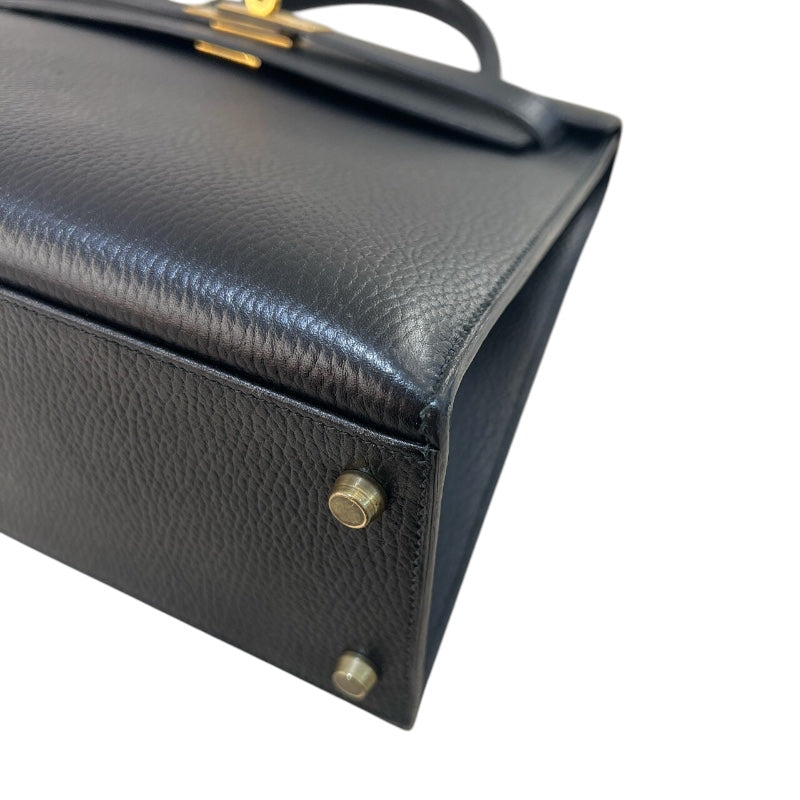 エルメス HERMES ケリー32 外縫い 〇U刻 ブラック/GD金具 アルデンヌ レディース ハンドバッグ