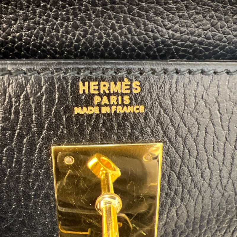 エルメス HERMES ケリー32 外縫い 〇U刻 ブラック/GD金具 アルデンヌ レディース ハンドバッグ