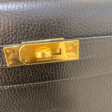 エルメス HERMES ケリー32 外縫い 〇U刻 ブラック/GD金具 アルデンヌ レディース ハンドバッグ