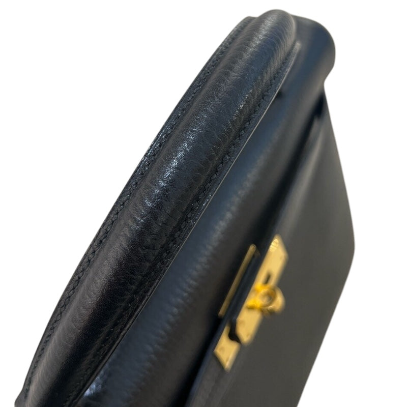 エルメス HERMES ケリー32 外縫い 〇U刻 ブラック/GD金具 アルデンヌ レディース ハンドバッグ