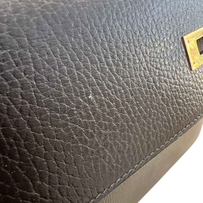 エルメス HERMES ケリー32 外縫い 〇U刻 ブラック/GD金具 アルデンヌ レディース ハンドバッグ