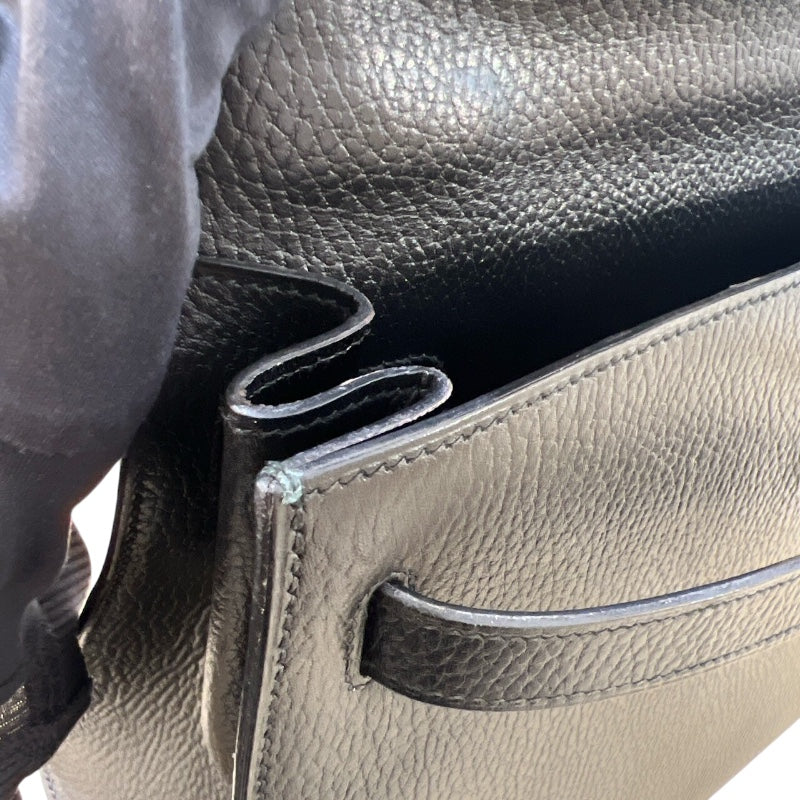 エルメス HERMES ケリー32 外縫い 〇U刻 ブラック/GD金具 アルデンヌ レディース ハンドバッグ