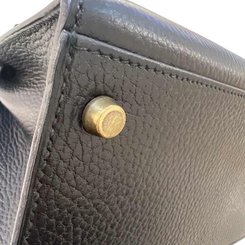 エルメス HERMES ケリー32 外縫い 〇U刻 ブラック/GD金具 アルデンヌ レディース ハンドバッグ