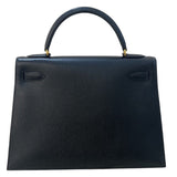 エルメス HERMES ケリー32 外縫い 〇U刻 ブラック/GD金具 アルデンヌ レディース ハンドバッグ
