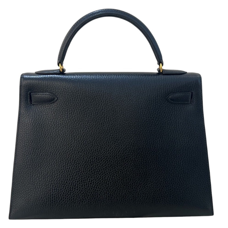エルメス HERMES ケリー32 外縫い 〇U刻 ブラック/GD金具 アルデンヌ レディース ハンドバッグ