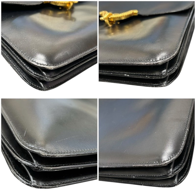 エルメス HERMES ヴァスコ ブラック 　ゴールド金具 ボックスカーフ レディース ハンドバッグ