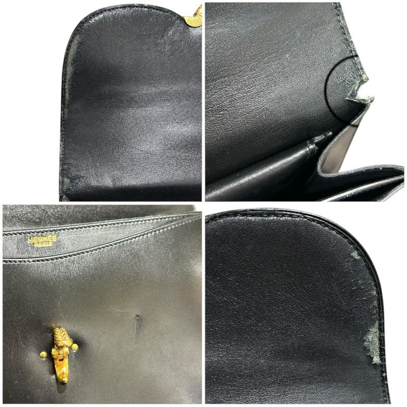 エルメス HERMES ヴァスコ ブラック 　ゴールド金具 ボックスカーフ レディース ハンドバッグ