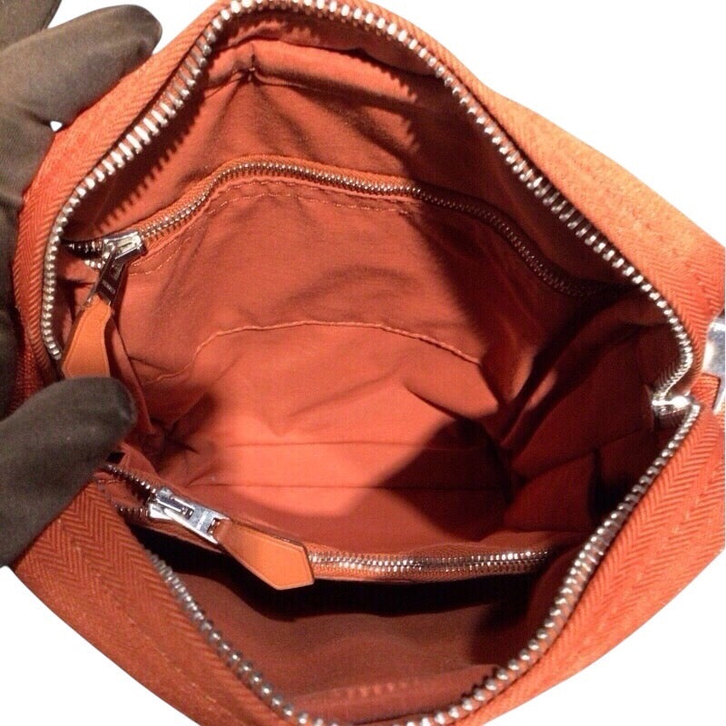 エルメス HERMES アカプルコ バンドリエール PM オレンジ シルバー金具 トワル ユニセックス ショルダーバッグ