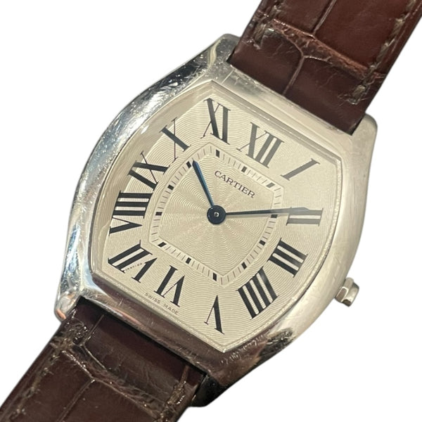 カルティエ Cartier トーチュMM W1556363 18Kホワイトゴールド/革ベルト メンズ 腕時計