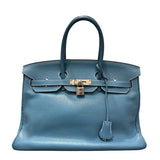 エルメス HERMES バーキン35 刻印不鮮明 ブルージーン シルバー金具 トゴ レディース ハンドバッグ